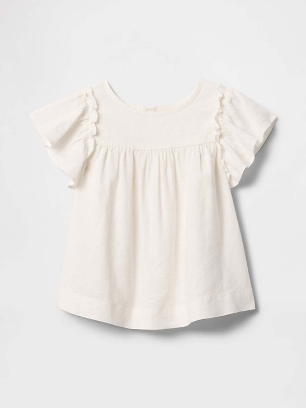 Baby GAP Girls' White Ruffle Sleeve Top